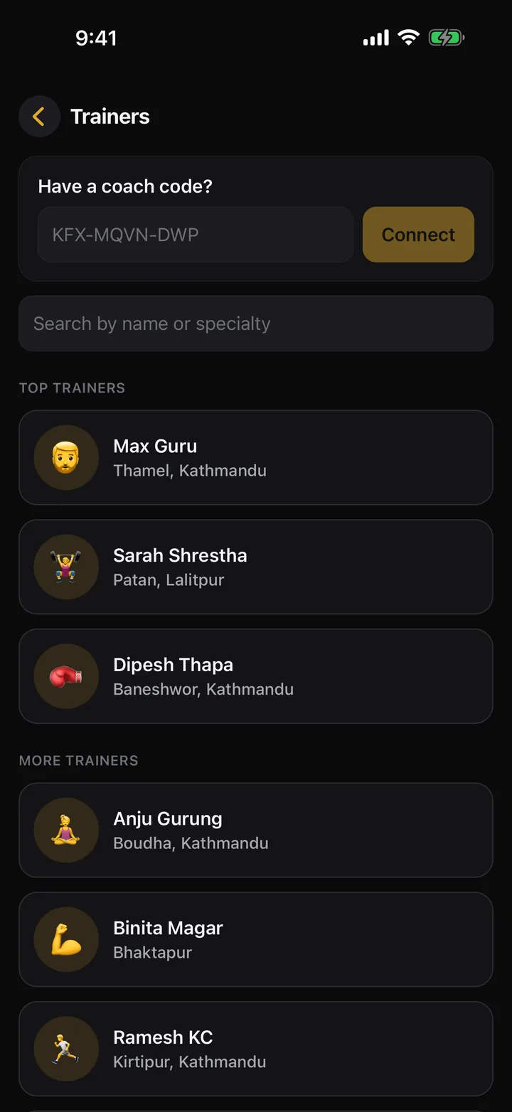 Trainers directory to find or change a coach